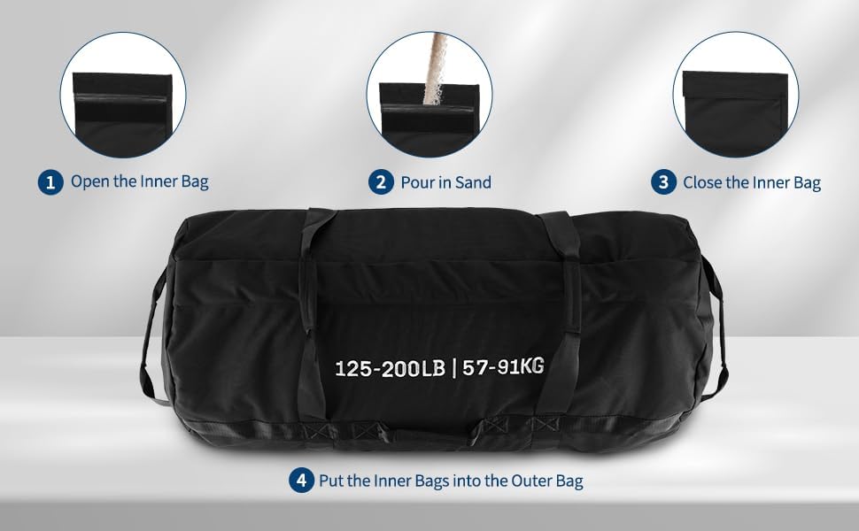 Adjustable Heavy-Duty Sandbag Set for Strength Training & Yoga – Durable Multi-Handle Fitness Equipment – Versatile Full-Body Workout – Includes Unfilled Inner Bag
