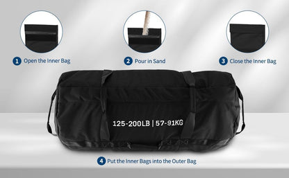 Adjustable Heavy-Duty Sandbag Set for Strength Training & Yoga – Durable Multi-Handle Fitness Equipment – Versatile Full-Body Workout – Includes Unfilled Inner Bag