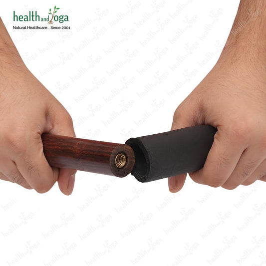 HealthAndYoga™ StretchNHeal Multipurpose Wooden Pranayama Stick with Padded Comfort Sleeve – Lung Opener for Fuller Breathing - Detachable Robust Yoga Pole (Regular - 26" with Sleeve)