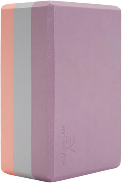 Everyday Yoga Premium Foam Block - Non-Slip High-Density Yoga Block for Balance, Stability & Stretching, EVA Foam Support, Multi Colors (Single Block)