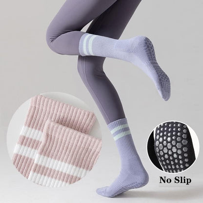 Tergy 8 Pairs Long Yoga Socks with Grip for Women Anti Skid Gripper Socks No Slip Socks for Pilates, Barre, Dance,Yoga