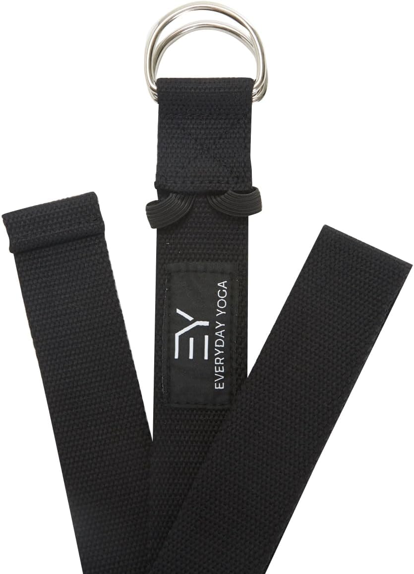 Everyday Yoga Strap with Metal D-Ring - Durable Stretching Strap for Yoga, Pilates, Flexibility & Physical Therapy (6ft, 8ft, 10ft)