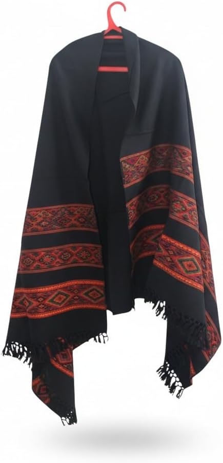 Handloom Wool Meditation Shawl, Oversized Wrap Throw, Gift for Men and Women