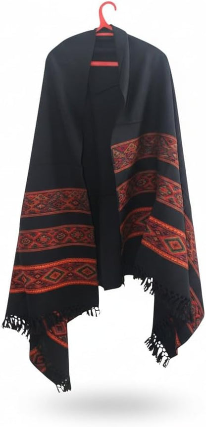 Handloom Wool Meditation Shawl, Oversized Wrap Throw, Gift for Men and Women