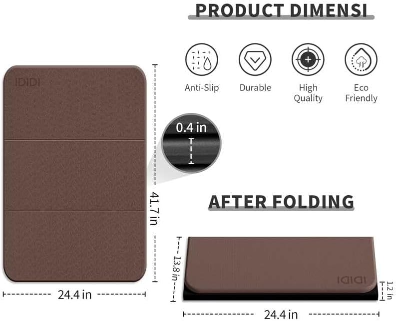Foldable Exercise Pad for Gym or Home Use, (1.2" x 14"x 24"）Extra Thick and Wide Multi-Functional Knee Pad Cushion & Push Up Mat for Man Woman Kids, Non-Toxic POE Kids Yoga Mat, Lightweight Elbow Cushion for Yoga, Pilates