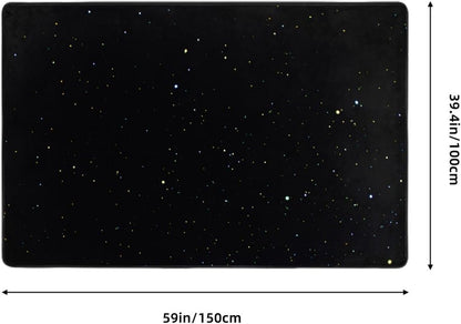 Black Starry Star Sky Large Carpet Rugs Washable Area Rugs Non-Slip Yoga Mat Bedroom Playroom Classroom Nursery Room Ultra Soft Indoor Carpet 39.5 X 59 Inch