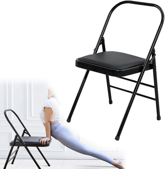 Folding Yoga Chair, Back Support Yoga Stool for Beginners, Non-Slip Feet Balance Inversion Chair