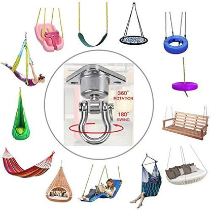 9M Stainless Steel Hanger with Smooth Swing Bearings, Heavy Duty 180°+360° Swivel Swing Hook, 1500 lb Capacity Playground Yoga Hammock Chair Rope, sandbag Porch Swing Bag Sleeve