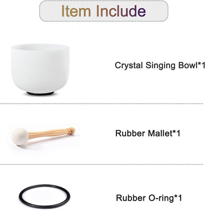CVNC 440HZ 7 Inch F Note Heart Chakra Pink Purple Color Clear Quartz Crystal Singing Bowl with Carry Case Bag for Sound Healing and Meditation