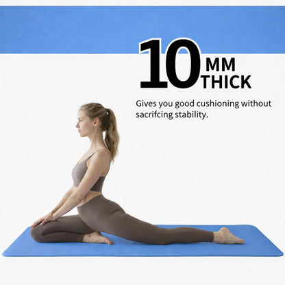 Thick TPE Yoga Mat, Non-Slip Eco-Friendly Exercise Mat with Carrying Strap for Yoga, Pilates and Home Workouts, Standard and Extra Wide Options