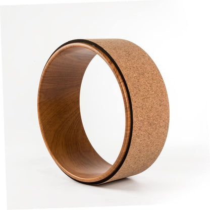 Natural Cork Yoga Wheel for Backbend and Stretching Durable Exercise Circle for Yoga Training Massage Tool for Back Pain Relief and Muscle Warm-up