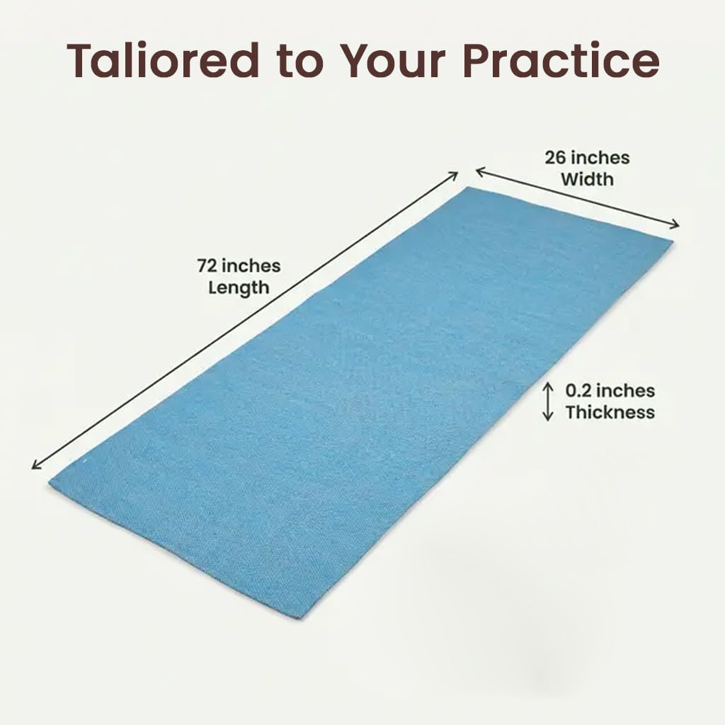 LFH Home Handmade Cotton Yoga Mat Cotton Rug picnic mat For Exercise, Workout, Fitness - Perfect Heavy Quality Eco Friendly Natural Cotton Woven Reversible Yoga Mats for Men & Women - 72x26 Inch.