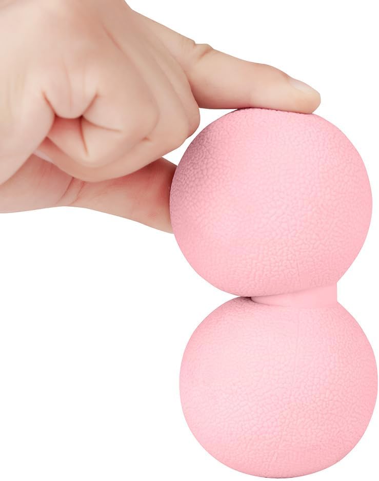Double Lacrosse & Micro-Elastic Peanut Massage Ball - Myofascial Release Tool for Muscle, Back, Foot, and Physical Therapy, Mobility Roller for Acupressure and Relaxation (Pink)