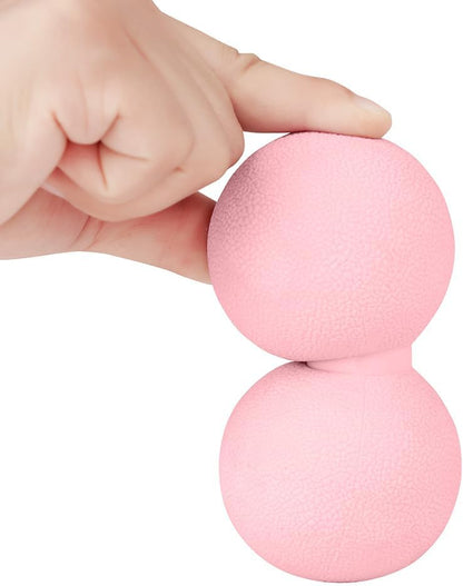 Double Lacrosse & Micro-Elastic Peanut Massage Ball - Myofascial Release Tool for Muscle, Back, Foot, and Physical Therapy, Mobility Roller for Acupressure and Relaxation (Pink)