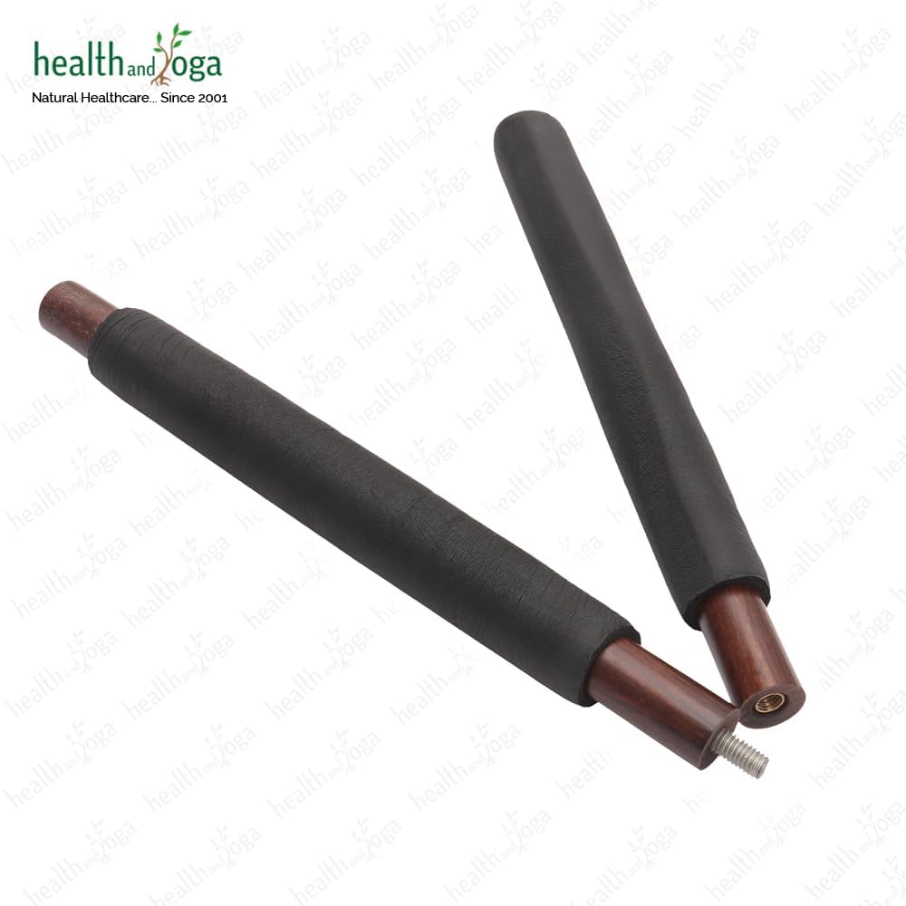 HealthAndYoga™ StretchNHeal Multipurpose Wooden Pranayama Stick with Padded Comfort Sleeve – Lung Opener for Fuller Breathing - Detachable Robust Yoga Pole (Regular - 26" with Sleeve)