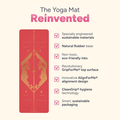 Liforme Zodiac New Year Collection - Free Yoga Bag Included - Patented Alignment System, Warrior-like Grip, Non-Slip, Eco-friendly, Sweat-resistant, Long, Wide and Thick for Comfort