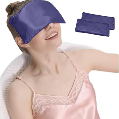 Flexseed Eye Pillow, Hot or Cold Weighted Satin Eye Mask, Microwaveable Moist Heat Eye Compress, Unscented Washable, Perfect for Sleeping, Yoga, Migraine Relief, Pack of 2(Flexseed)