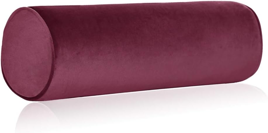 Tinbolunce Memory Foam Roll Pillow for Knee/Leg/Neck - Full Moon Bolster/Round Cylinder Pillow for Sleeping on Side or Back - Removable Cooling Cover Length 18" x 6" Diameter (Gray Pink)