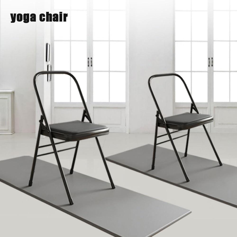 Folding Yoga Chair, Back Support Yoga Stool for Beginners, Non-Slip Feet Balance Inversion Chair