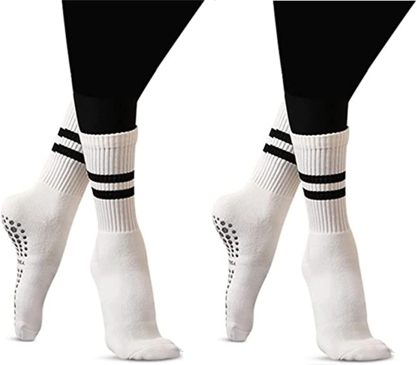 Flydo Pilates Grippy Socks with Grips for Women Yoga Non Slip Long Socks for Pure Barre, Ballet,Dance Workout 2-5 Pack