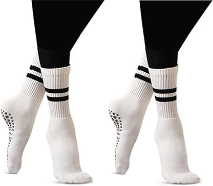 Flydo Pilates Grippy Socks with Grips for Women Yoga Non Slip Long Socks for Pure Barre, Ballet,Dance Workout 2-5 Pack