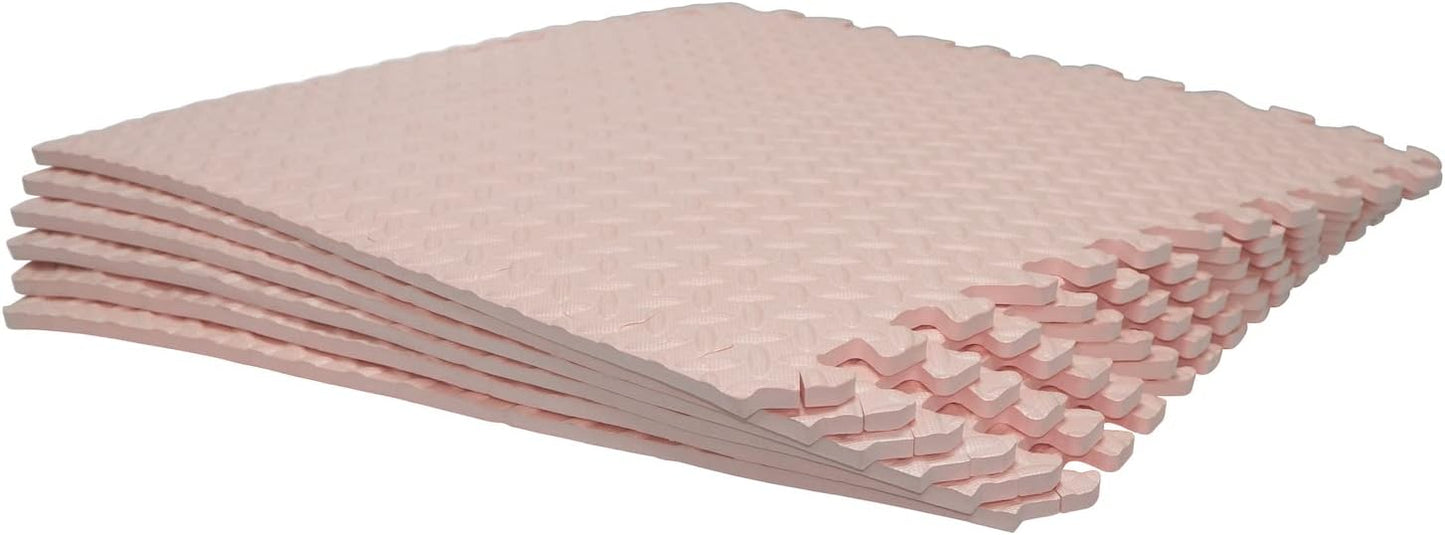 HTTMT- 8X(32 Sqft) Pink Gym Floor Mat 24x24 EVA Foam Interlocking Exercise Fitness Puzzle Floor Gym Yoga Mat Workout Pad [P/N: MTET-HOME012-8PC]