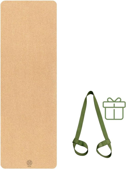 Cork Yoga Mat with Natural Rubber Base, Extra Size, Thickness and Support, Excellent Cushion & Grip, Non-Slip, Non-Toxic, Sweat-Resistant, Sustainable, Eco-friendly Exercise Mat