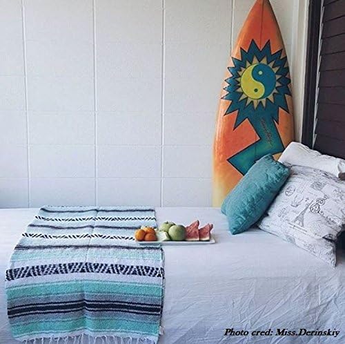 Del Mex Classic Mexican Blanket, Large Authentic Woven Falsa Throw (70"x50"), Artisan Southwest Décor for Beach, Yoga, Outdoors (Lavender)