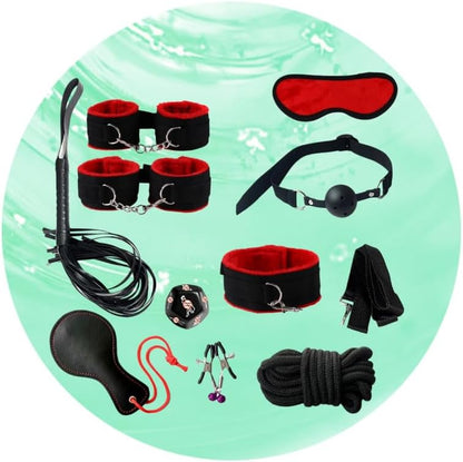 10-Piece Nylon Yoga Endurance Kit, Stylish Stretch Band, Complete Small Tools, Stamina Building, Mutual Training Home Fitness Combo (Red)+Y15