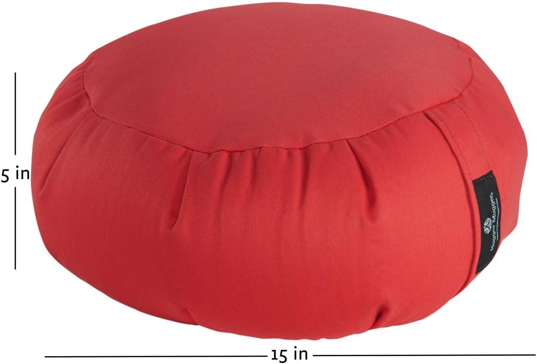 Hugger Mugger Zafu Meditation Cushion - Support in Cross-Legged Sitting, Buckwheat Filled, Durable Fabric, Convenient Handle, Handmade in USA