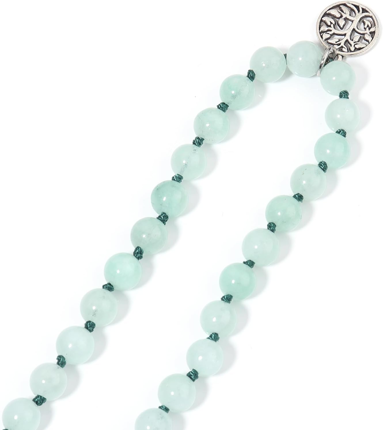 108 Mala Beads Necklace Semi-Precious Gem Stones Meditation Necklace 108 Hand Knotted Japa Mala Beaded Tassel Necklace with Tree of Life Pendant