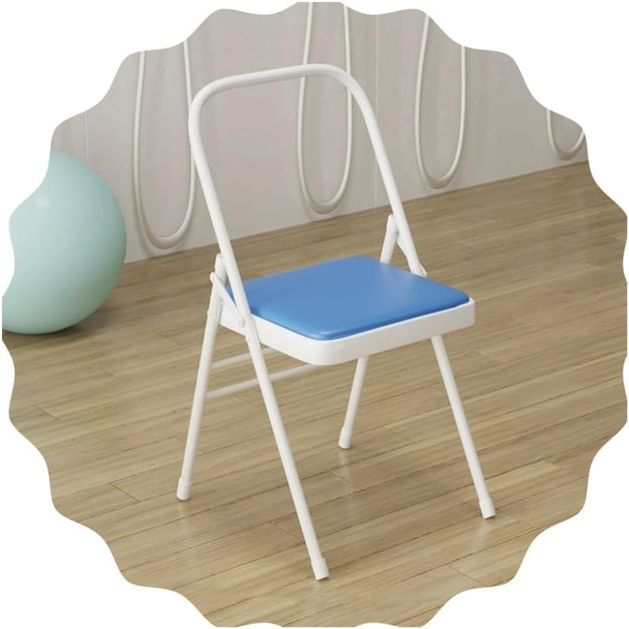 Folding Yoga Auxiliary Chair Portable Foldable Yoga Chair Backless Yoga Chair for Flexibility and Strength Training, White, Brown(White)