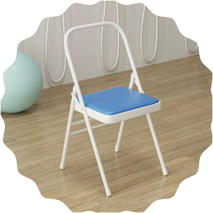 Folding Yoga Auxiliary Chair Portable Foldable Yoga Chair Backless Yoga Chair for Flexibility and Strength Training, White, Brown(White)