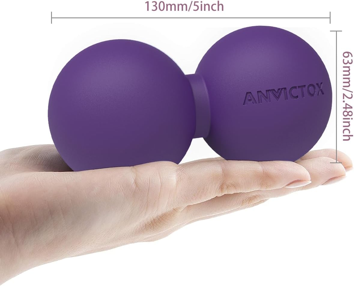 Peanut Massage Ball,Double Lacrosse Ball for Neck and Back,Medium Density Myofascial Release Massager Ball for Deep-Tissue Massage Muscle Knots Yoga Therapy(Purple)