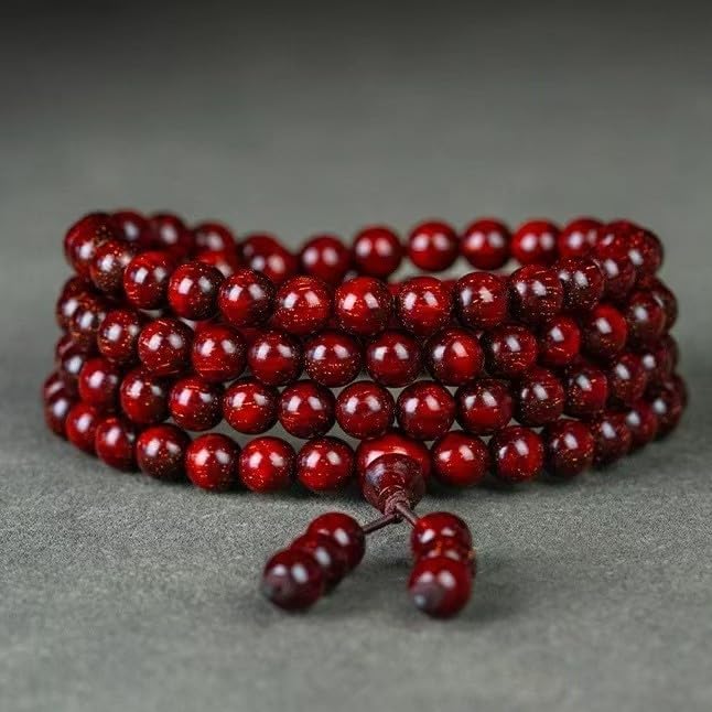 Handmade Mala Beads Bracelet 108 8mm Prayer Meditation Bracelet Sandalwood Elastic, Buddhist Beads, Prayer Mala Necklace for Men and Women Gifts