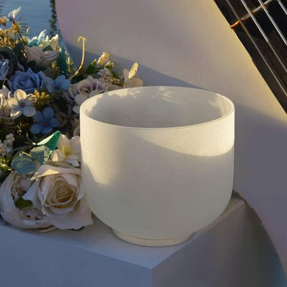 TOPFUND F Note Crystal Singing Bowl 10 inch Heart Chakra with Heavy Duty Carrying Case and Suede Mallet