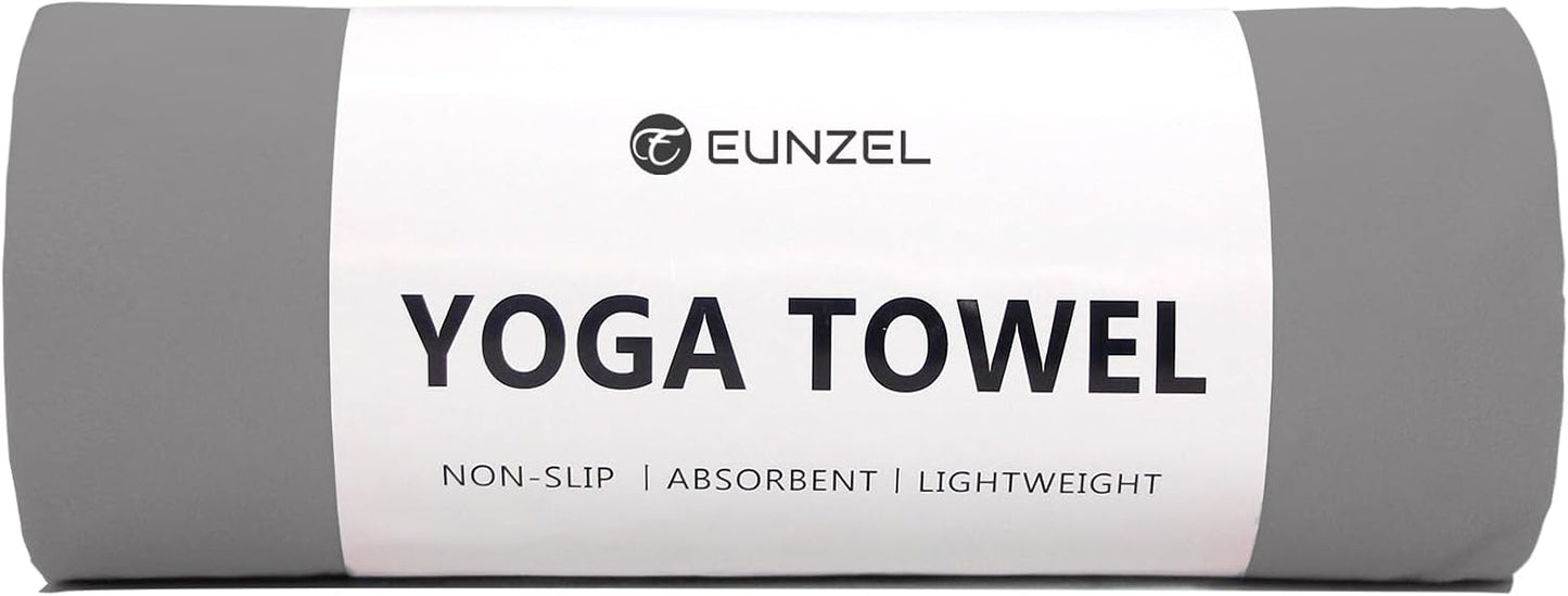 Eunzel Hot Yoga Towel Non Slip Yoga Mat Towel Non-Slip Sweat Absorbent Towel for Hot Yoga, Pilates and Workout 72" x 26.5", Blue