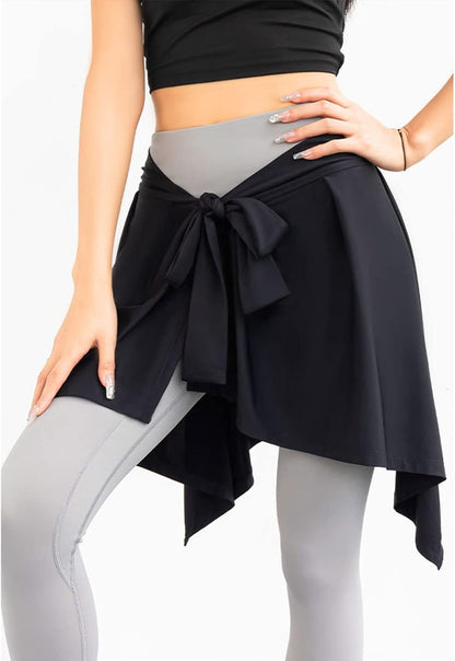 Sports Skirt Cover, Polyester Fiber Soft Yoga Skirt Shawl Yoga Outfit Absorbent Yoga Tie Up Skirt for Fitness Tennis (Black)