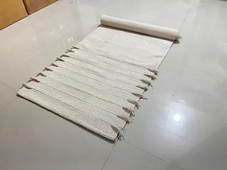 Payal Rugs Cotton Yoga Mat - Eco-Friendly Hand-Woven Rug - Non Slip & Thick (24”x72”x5mm) for Yoga Everyday Fitness at Home - Comfortable Extra-Long