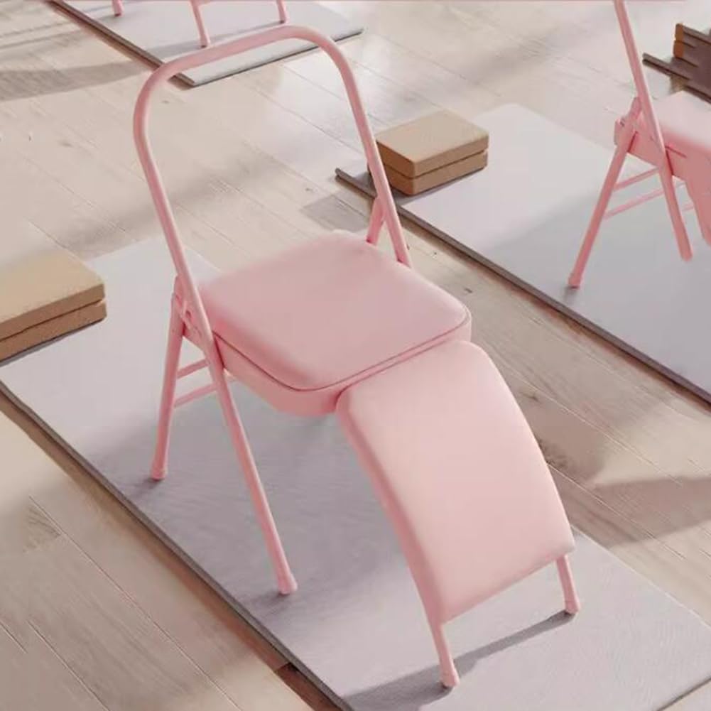 Folding Yoga Auxiliary Chair Yoga Chair with Lumbar Back Support Load-Bearing Yoga Practice Balance Chair for Yoga Balance Handstand Flexibility