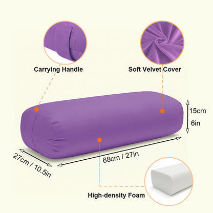 Yoga Bolster Pillow for Restorative & Yin Yoga - Meditation Pillow with Velvet Cover - Rectangular