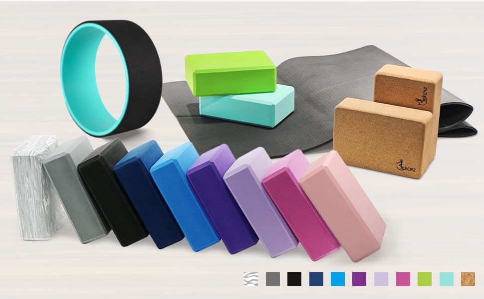 EXERZ Yoga Blocks 2 pack, Gym Blocks, Exercise Workout Fitness Bricks, Pilates Stretch Handstand Non-Slip