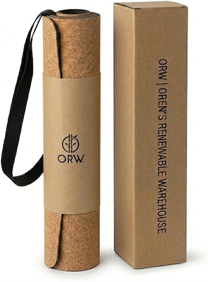 Yoga Mat Natural Cork, Non Slip Yoga Mat for Hot Yoga & Workout, 4mm Thick Natural Rubber Base, 72” x 24” Exercise Mat for Pilates, Fitness & Daily Practice, REACH Tested (SVHC Free), Includes Carry Strap