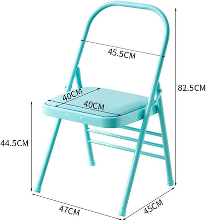 Foldable Yoga Auxiliary Chair for Adults, with a Load Capacity of 300 pounds, Iyengar Yoga Chair with Lumbar Support, Foldable Yoga Chair, Stable and Durable,Blue-No Lumbar Support, Nolumbarsupport