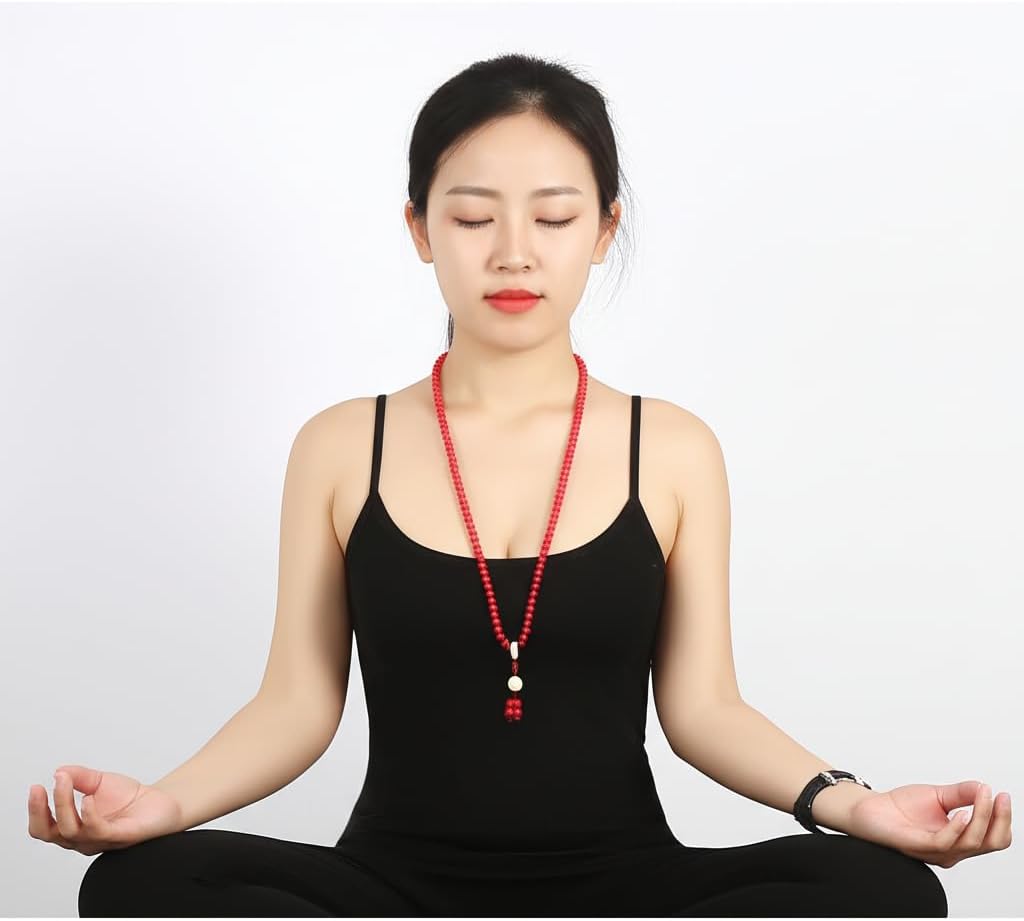 Mala Bead Strand Bracelet, 108 Buddhist Prayer Beads Yoga Meditation Green Malachite Beads Necklace Women man