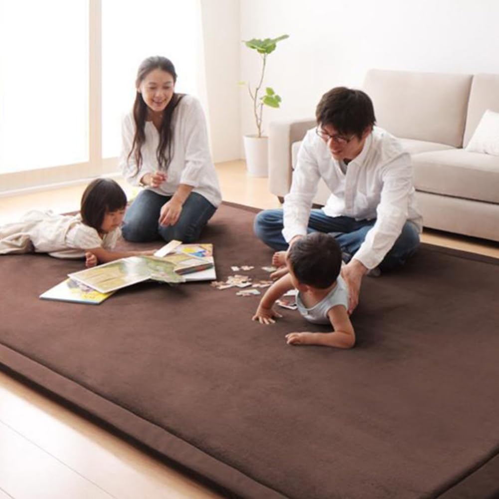 Loartee Coral Velvet Crawling Rugs & Play Mat (6'7"x9'2", Light Green) for Toddler Children & Yoga Exercise