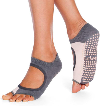 Tucketts Allegro Toeless Pilates Socks with Grips for Women, Non-Slip Open-Toe Grip Socks, Yoga, Barre, Dance, Reformer, Home