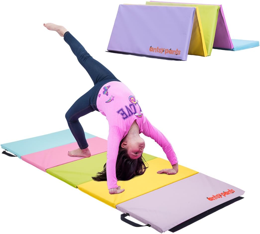 Antsy Pants Tumbling Mat for Kids – Gymnastics Mat, Easy to Clean, Sturdy, Foldable Tumbling Mats, Padded, Lightweight, Portable, Gymnastics Equipment for Active Play