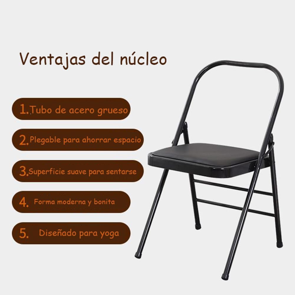 Portable Folding Yoga Chair Iyengar Backless Yoga Chair Strength Training Non-Slip Feet Covers Foldable designhigh Load-Bearing Capacity,Black-45 * 42 * 80cm