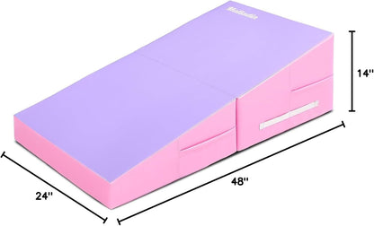 Matladin 48"x24"x14" Tumbling Mat - Folding Gymnastics Cheese Wedge Mat for Kids, Girls Home Training